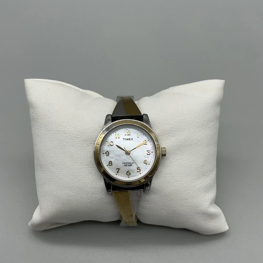 Timex Indiglo Womens Watch 25mm Gold Silver Two Tone Bracelet New Battery